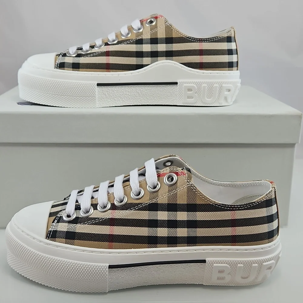 NEW! Burberry Jack Vintage Check Platform Low Top Sneakers Size 5.5 - Picture 9 of 16